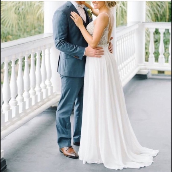 💙 True Love White Beaded Rhinestone Maxi Dress - Picture 9 of 16